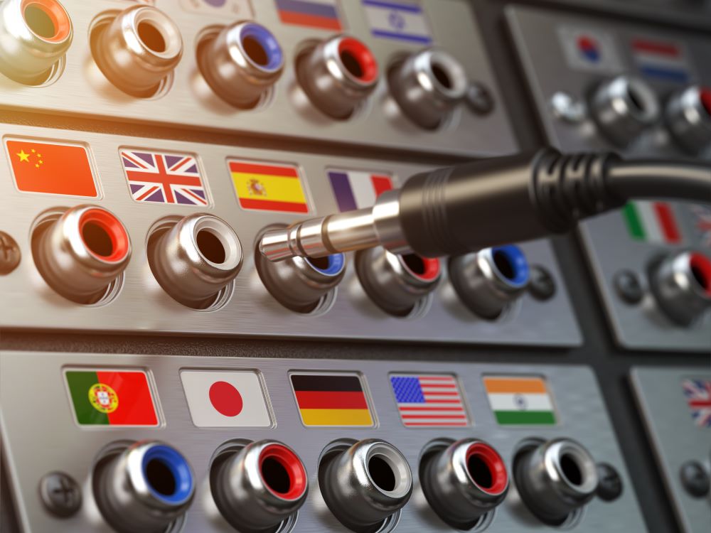 A switch board where each port is a country